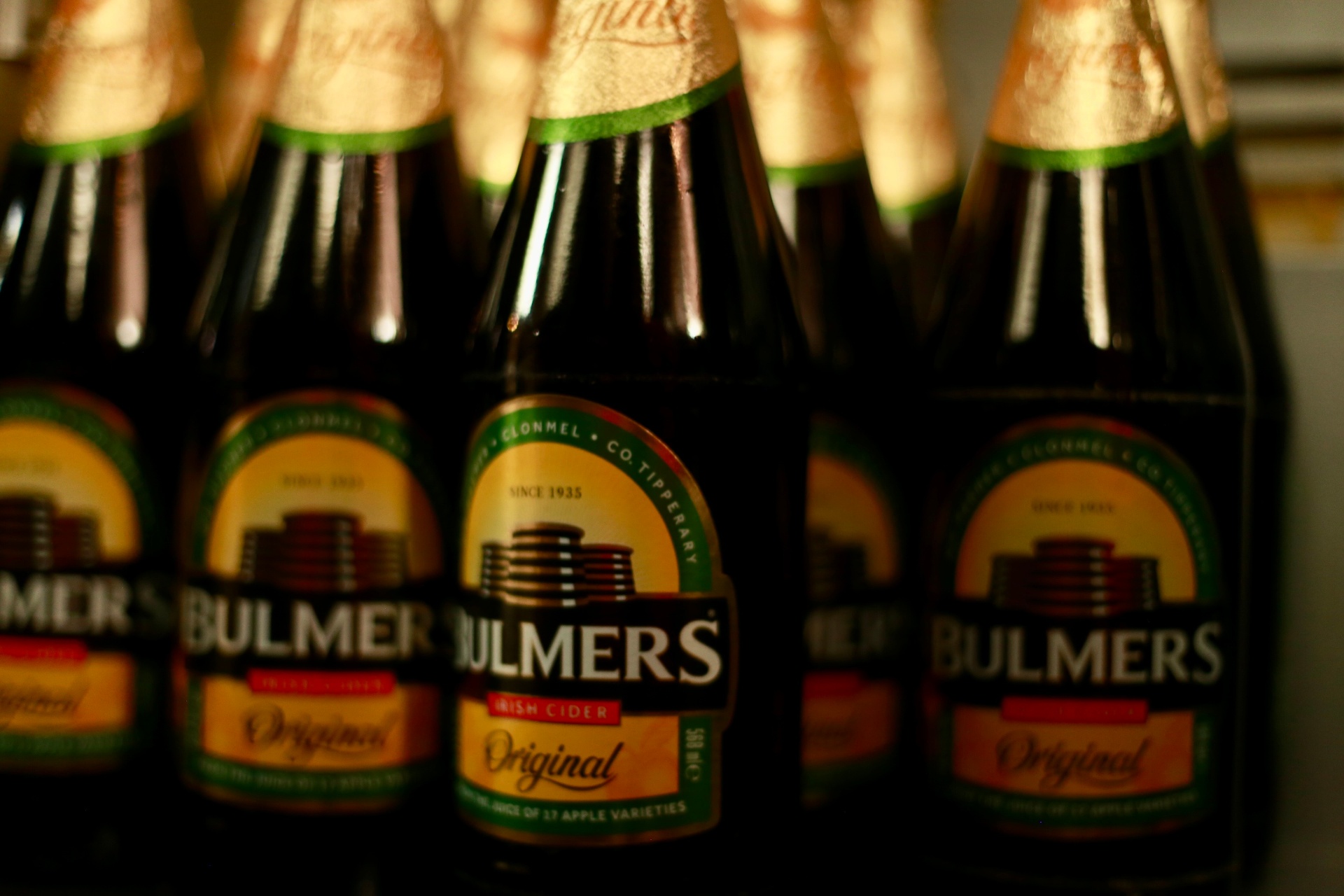 Bottles of Bulmers Irish Cider